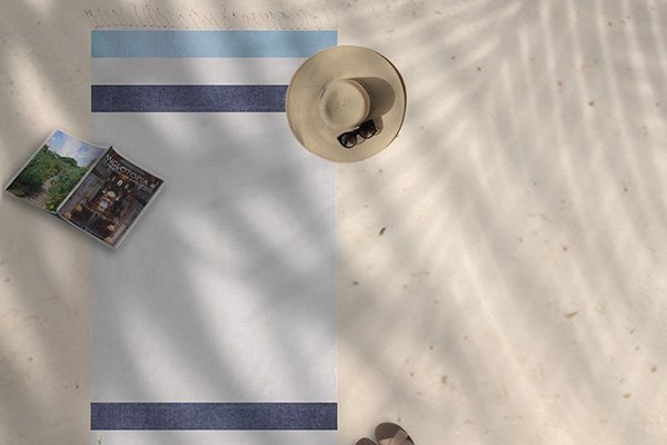 Arzi Beach Towels - The Zephyr (Light Blue & Navy) detail