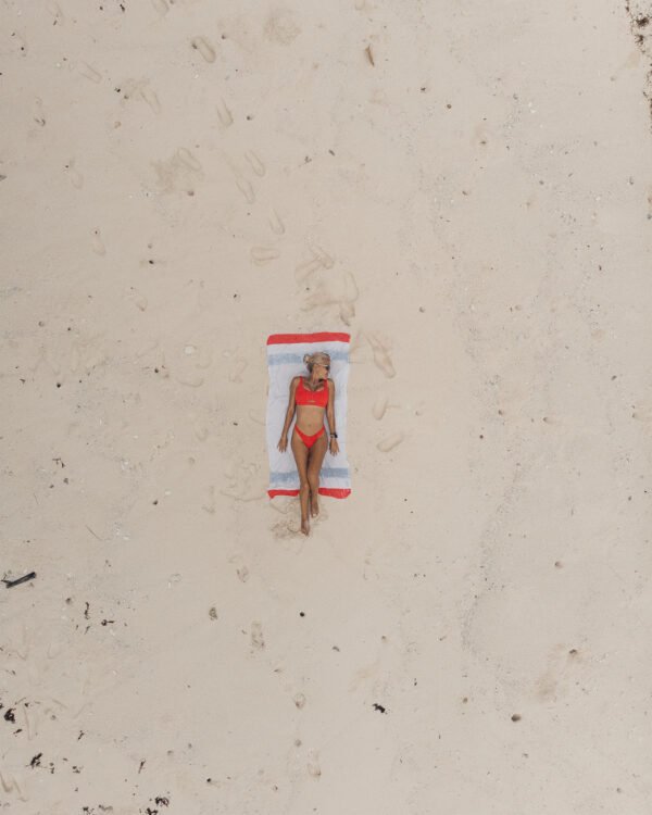 Arzi Beach Towels - The Zephyr (Red & Grey) Sara 2