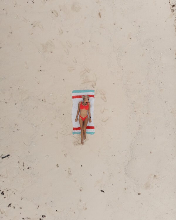 Arzi Beach Towels - The Zephyr (Mint & Red) Sara 2