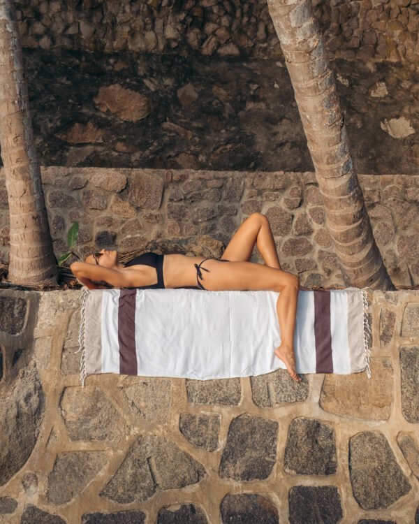 Arzi Beach Towels - The Zephyr (Brown & Beige) on the wall