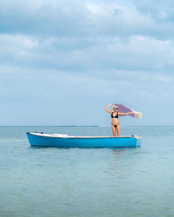 Arzi Seychelles Beach Towels - The Cosmoledo (Purple with Yellow - Boat